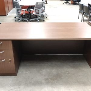 STEELCASE 36" x 72" Desk Left Hand BBF Pedestal Walnut