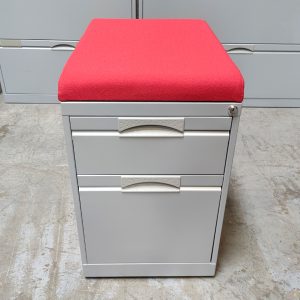 TEKNION Rolling Box File Pedestal Red Padded Top