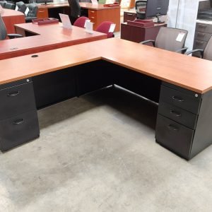 HON 30" x 72" Desk w/ 48" Left Hand Return Walnut