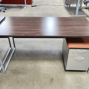 Table Desk 30" x 60" Desk Mobile Box File Pedestal Walnut