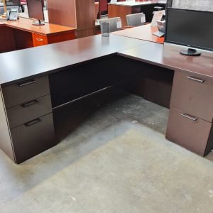 JSI 30” x 72” Desk w/Box Box File Pedestal 42” Right Return Espresso