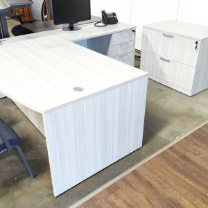 PL SERIES 30/42" x 71" Bow Front Desk Silver Birch
