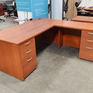 Teknion 30" x 66" Desk Left Return Bourbon Cherry
