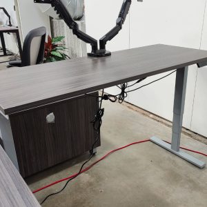 Office Source Sit To Stand Desk 24" x 60" Coastal Gray
