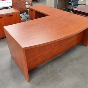 Steelcase Currency Bowfront Desk Cherry