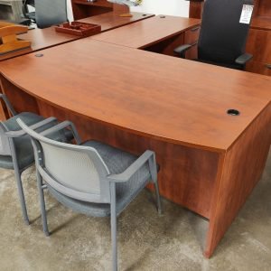 Office Source Bow Front Desk Right Return Cherry