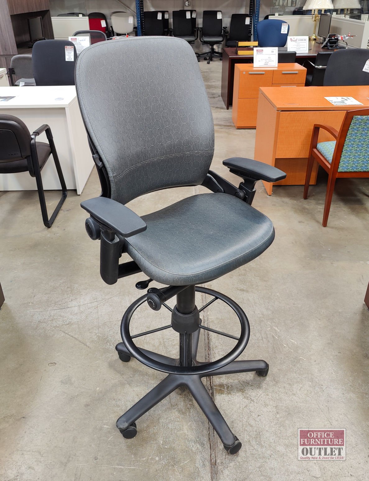 Steelcase Leap V2 Teller Stools Gray Pattern Vinyl Seat