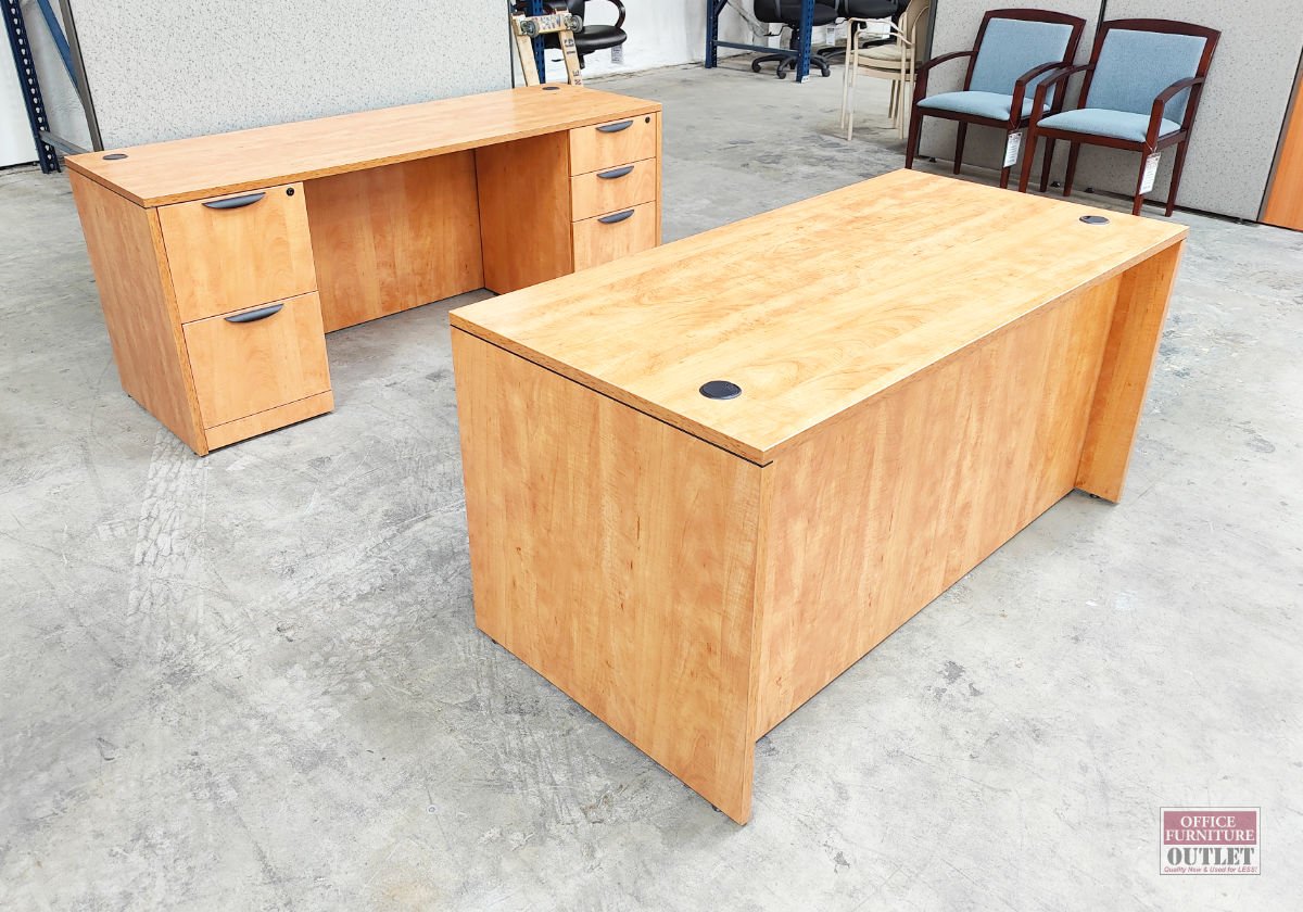 Office Source Double Desk Kneehole Credenza