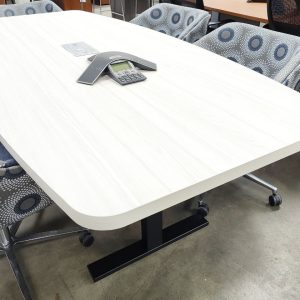 Office Source 8ft Boat Shaped Conference Table Silver Birch
