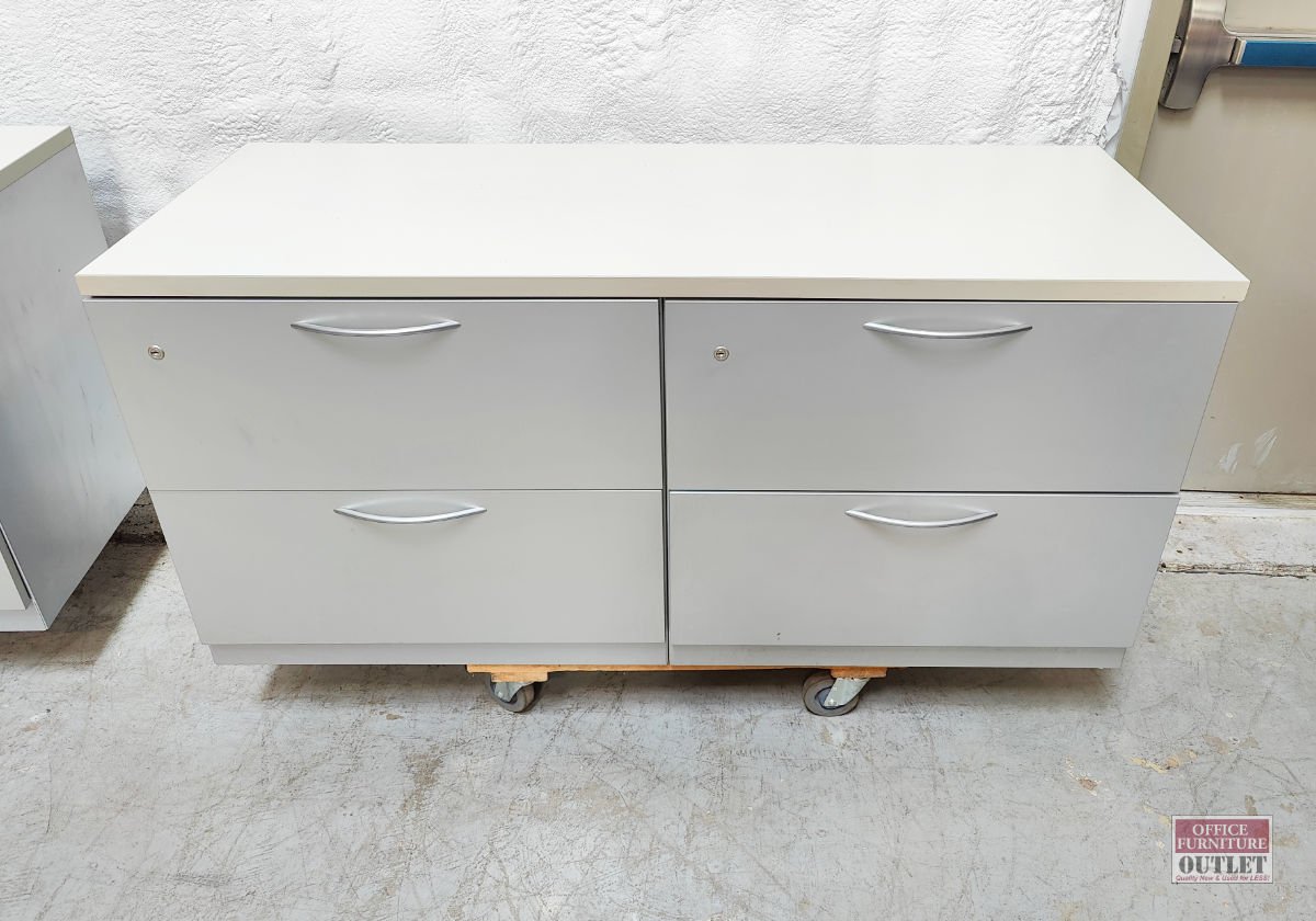 Steelcase 4 Drawer Lateral File Cabinet Silver