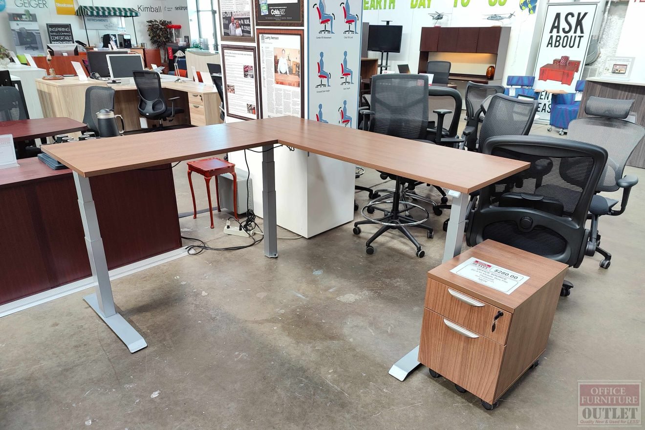 WORKRITE Sit to Stand Electric L Desk Left Return