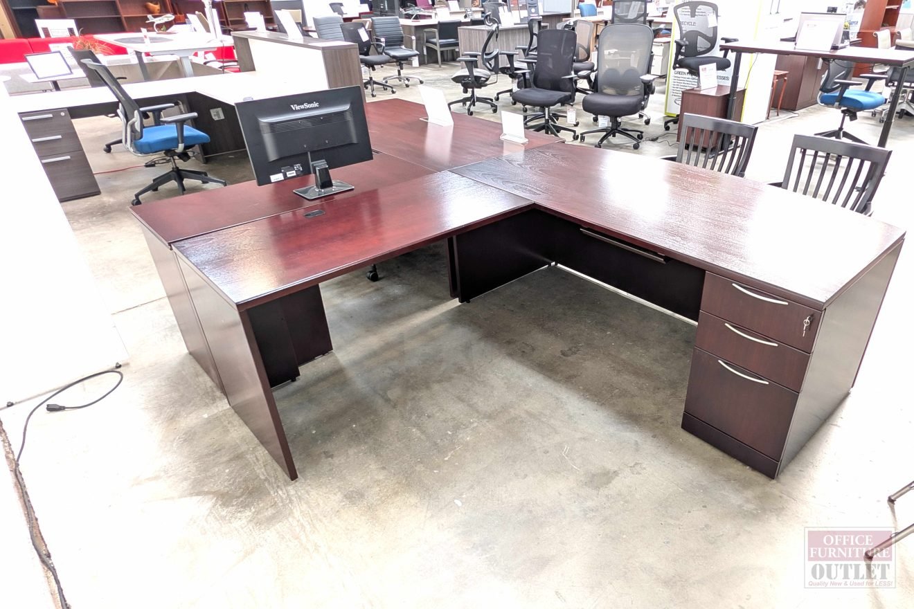 KNOLL Bowfront Desk Left Return Mahogany