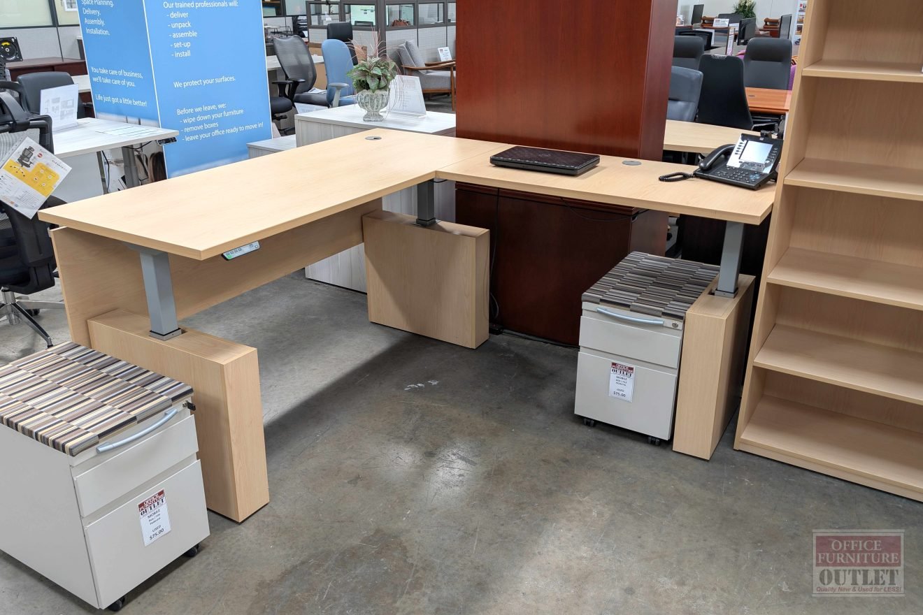 HAWORTH Masters Series L-Shaped Sit to Stand Desk