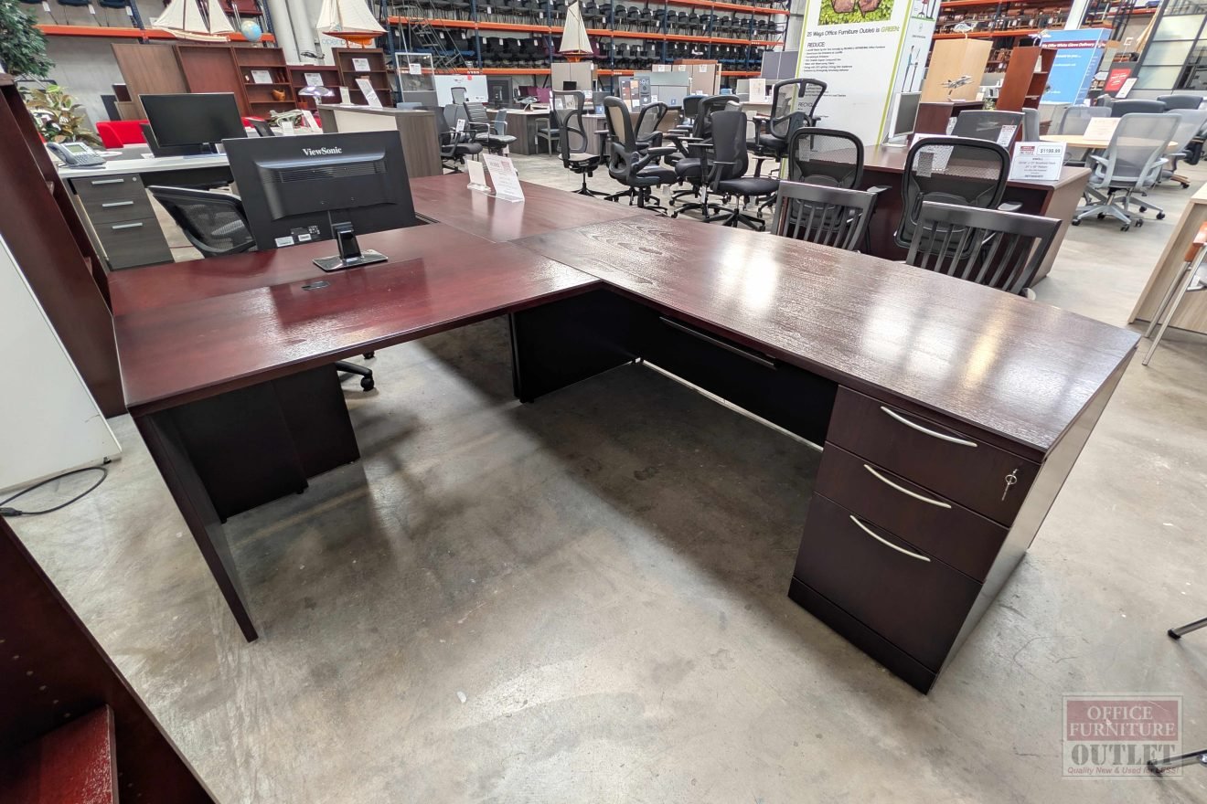 KNOLL Bowfront Desk Mahogany