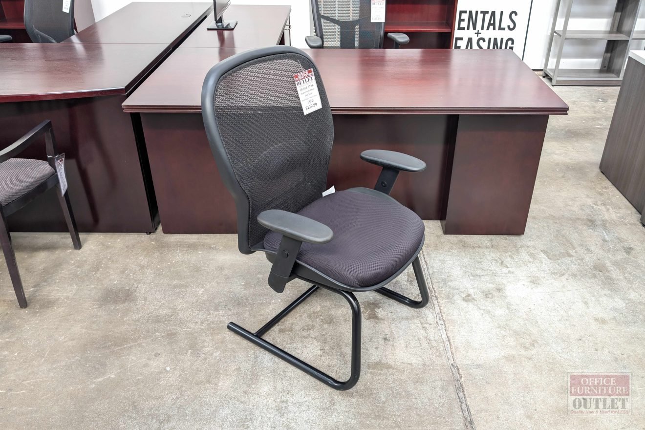 OFFICE STAR Guest Arm Chair Sled Base Black Mesh