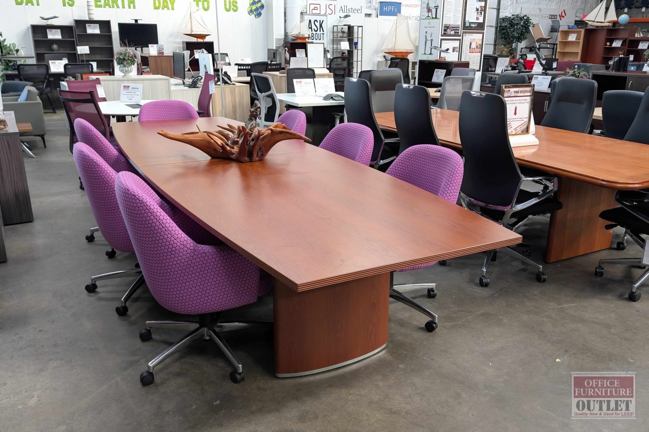OFS Boat-Shaped Conference Table Cherry