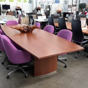 OFS Boat-Shaped Conference Table Cherry
