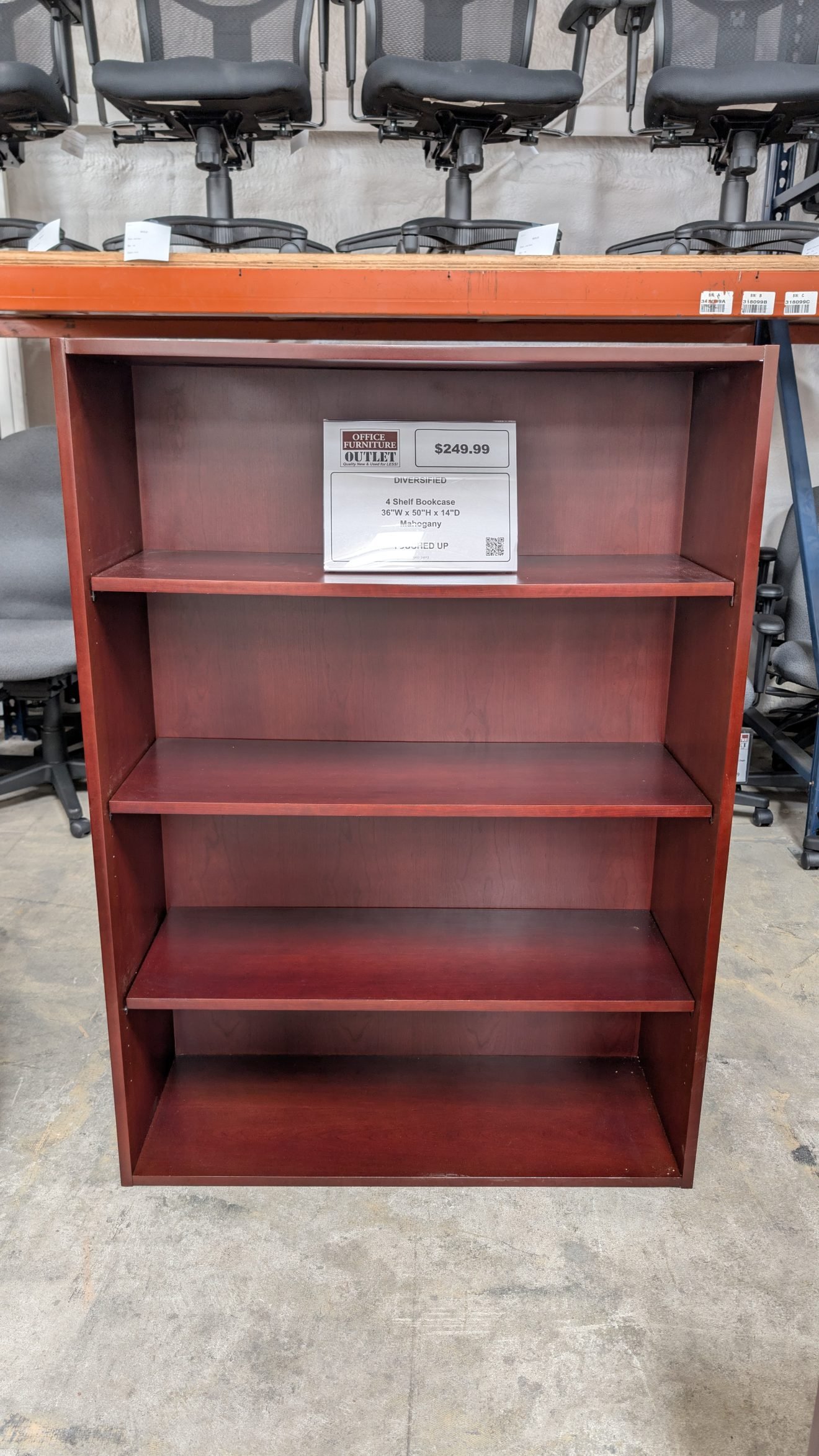 DIVERSIFIED 4 Shelf Bookcase mahogany