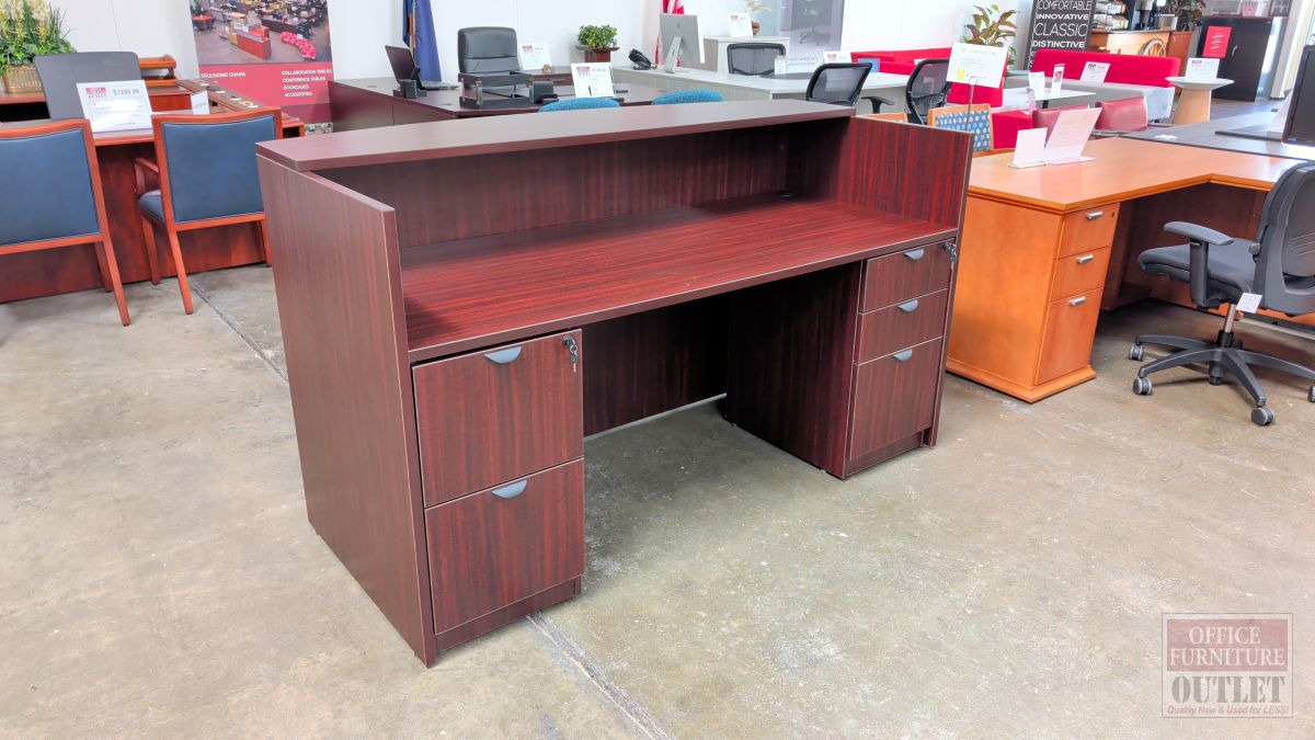 RECEPTION DESK Bowfront Mahogany