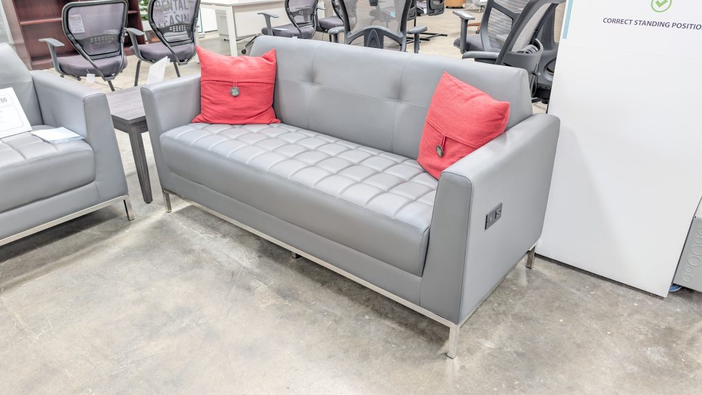 OFFICE SOURCE Parker Sofa Pewter Leather
