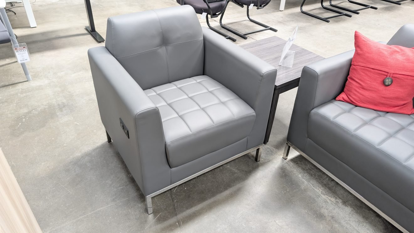 OFFICE SOURCE Parker Club Chair Pewter Leather