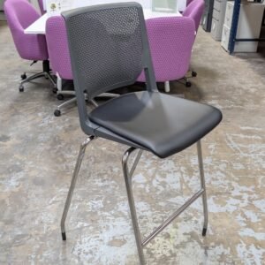 HAWORTH Cafe Height Stool Gray Black Vinyl Seat