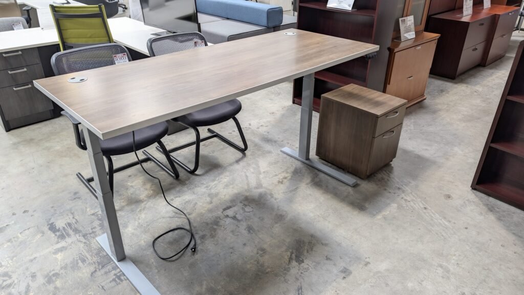 HON Sit to Stand Desk Natural Walnut