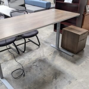 HON Sit to Stand Desk Natural Walnut