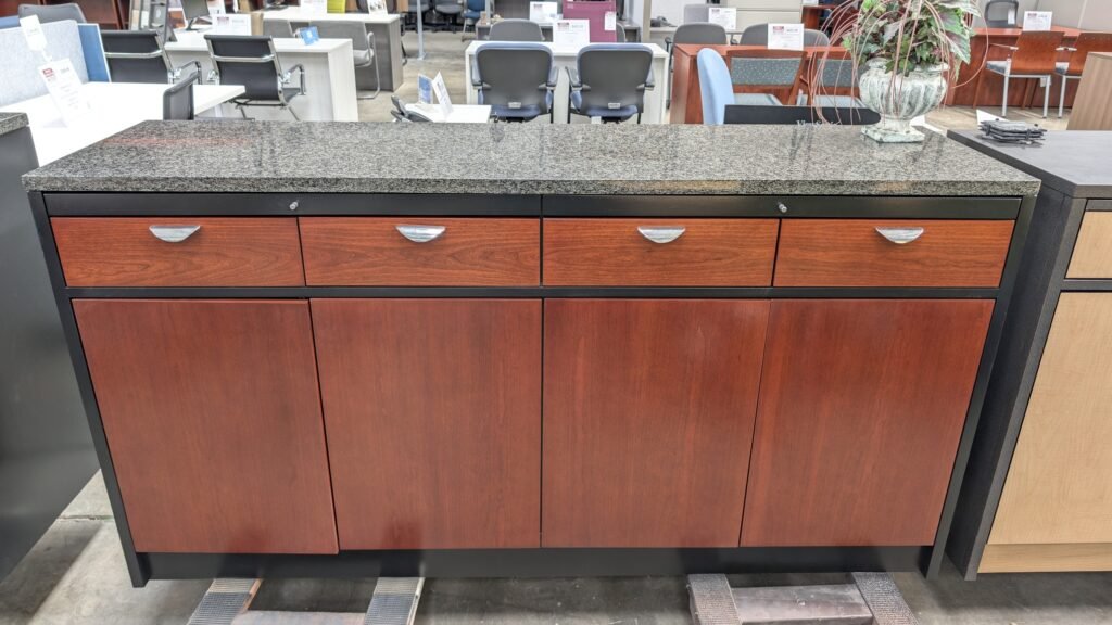 PLYMOLD Buffet Credenza Cherry Granite Top