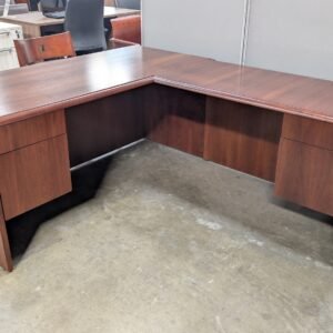 National Arrowood Desk with Right Return Dark Walnut