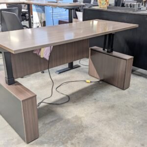 National Waveworks 30x72 Sit to Stand Desk Sepia Walnut